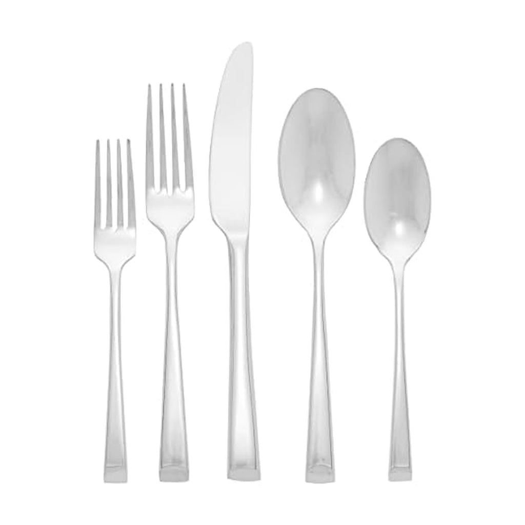 Mikasa Harmony 45-Piece Silverware Set, 18/10 Stainless Steel Cutlery for 8, Includes Forks, Knives, Spoons, and 5-Piece Serving Utensils Set