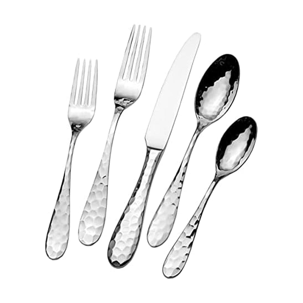 Mikasa Harmony 45-Piece Silverware Set, 18/10 Stainless Steel Cutlery for 8, Includes Forks, Knives, Spoons, and 5-Piece Serving Utensils Set