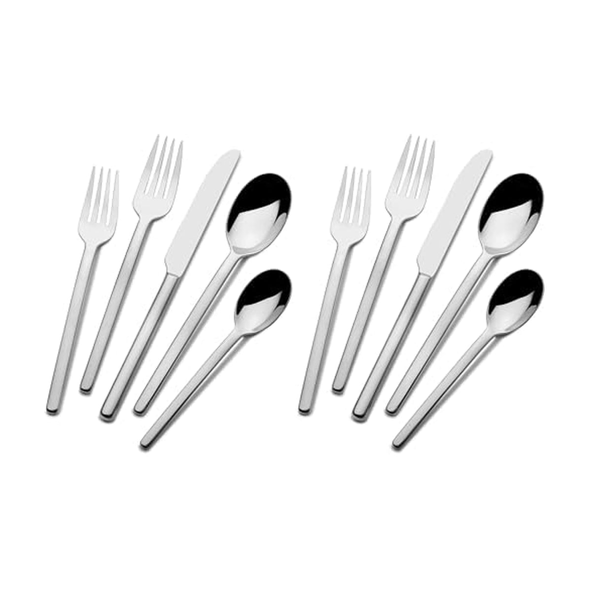 Mikasa Harmony 45-Piece Silverware Set, 18/10 Stainless Steel Cutlery for 8, Includes Forks, Knives, Spoons, and 5-Piece Serving Utensils Set