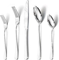 HIKAA 60PCS Silverware Set Service for 12, Premium Stainless Steel Flatware Set Mirror Polished, Modern Kitchen Cutlery Set with Spoons Forks Knives, Dishwasher Safe Utensils for Home Restaurant