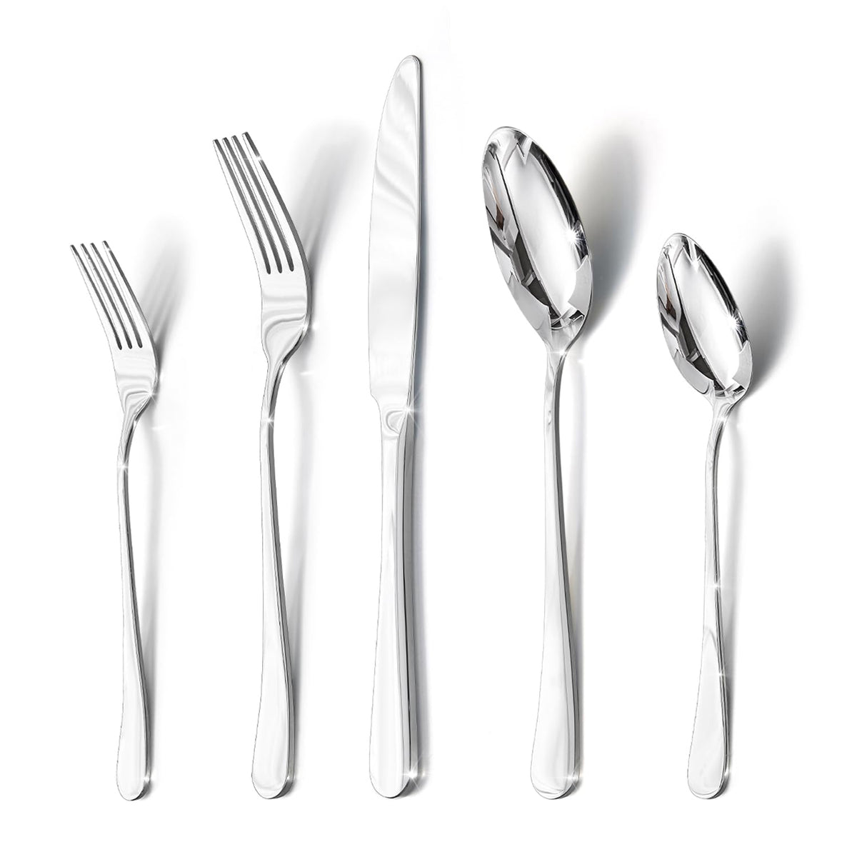 HIKAA 60PCS Silverware Set Service for 12, Premium Stainless Steel Flatware Set Mirror Polished, Modern Kitchen Cutlery Set with Spoons Forks Knives, Dishwasher Safe Utensils for Home Restaurant