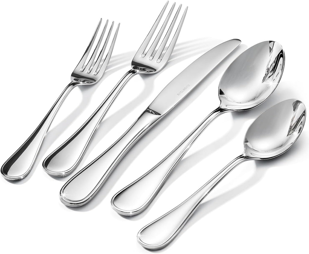 48 Piece Silverware Set for 8 with Steak Knives, 18/10 Stainless Steel