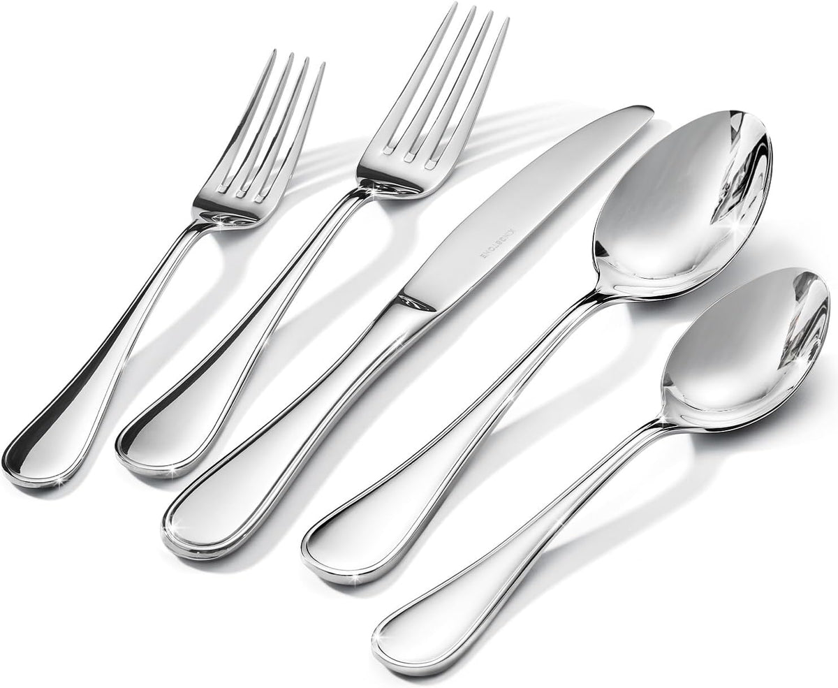 48 Piece Silverware Set for 8 with Steak Knives, 18/10 Stainless Steel