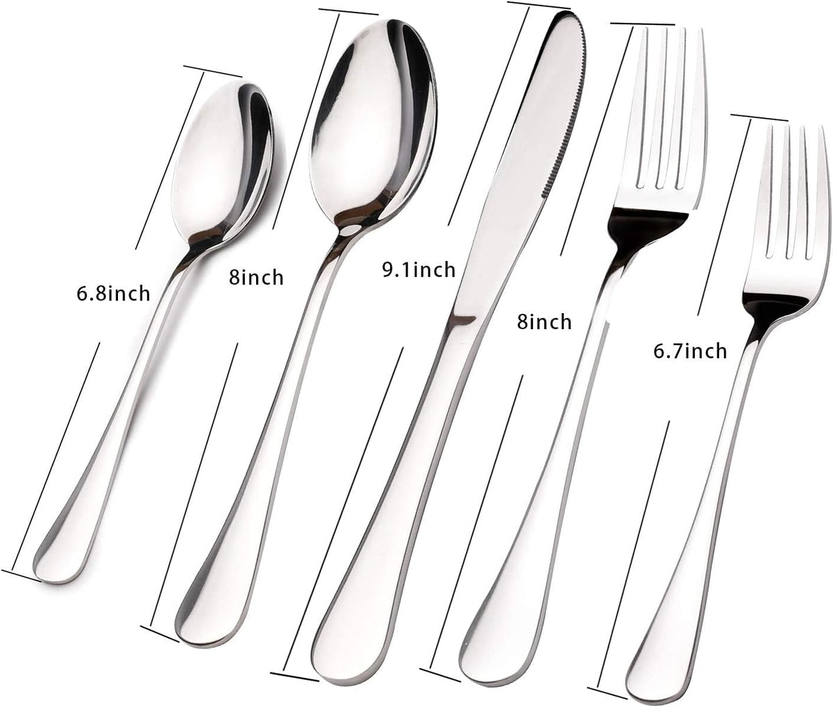 Silverware Set for 12 with Serving Utensil,Stainless Steel Flatware Cutlery
