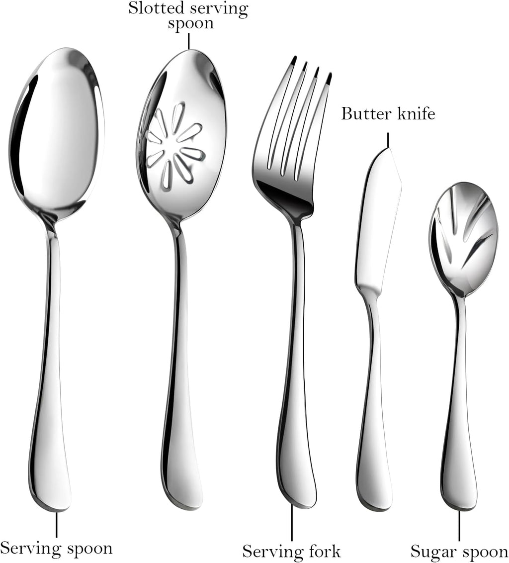 Silverware Set for 12 with Serving Utensil,Stainless Steel Flatware Cutlery
