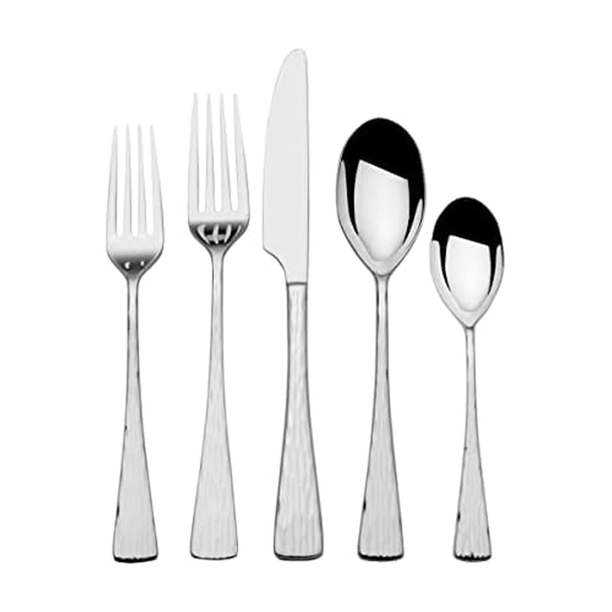 Mikasa Harmony 45-Piece Silverware Set, 18/10 Stainless Steel Cutlery for 8, Includes Forks, Knives, Spoons, and 5-Piece Serving Utensils Set