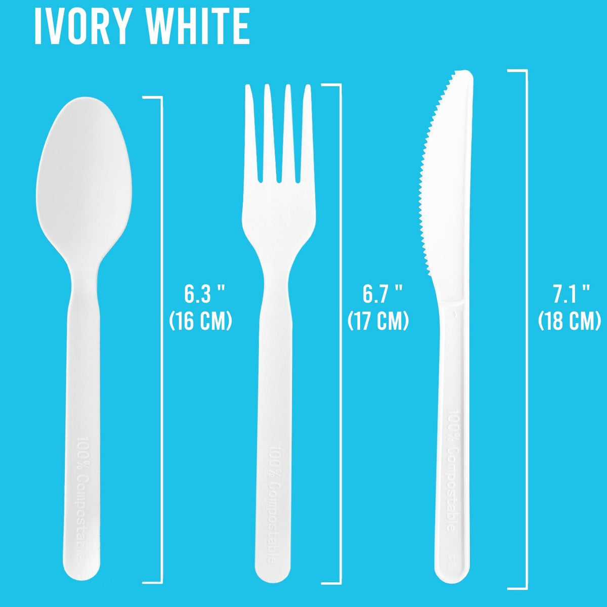 BEIDOU-PAC 250 Count Compostable Disposable Non Plastic Silverware, Heavy Duty Biodegradable Forks Spoons Knives Cutlery Set, Eco Friendly Recyclable Flatware Utensils for Party Wedding Daily Use