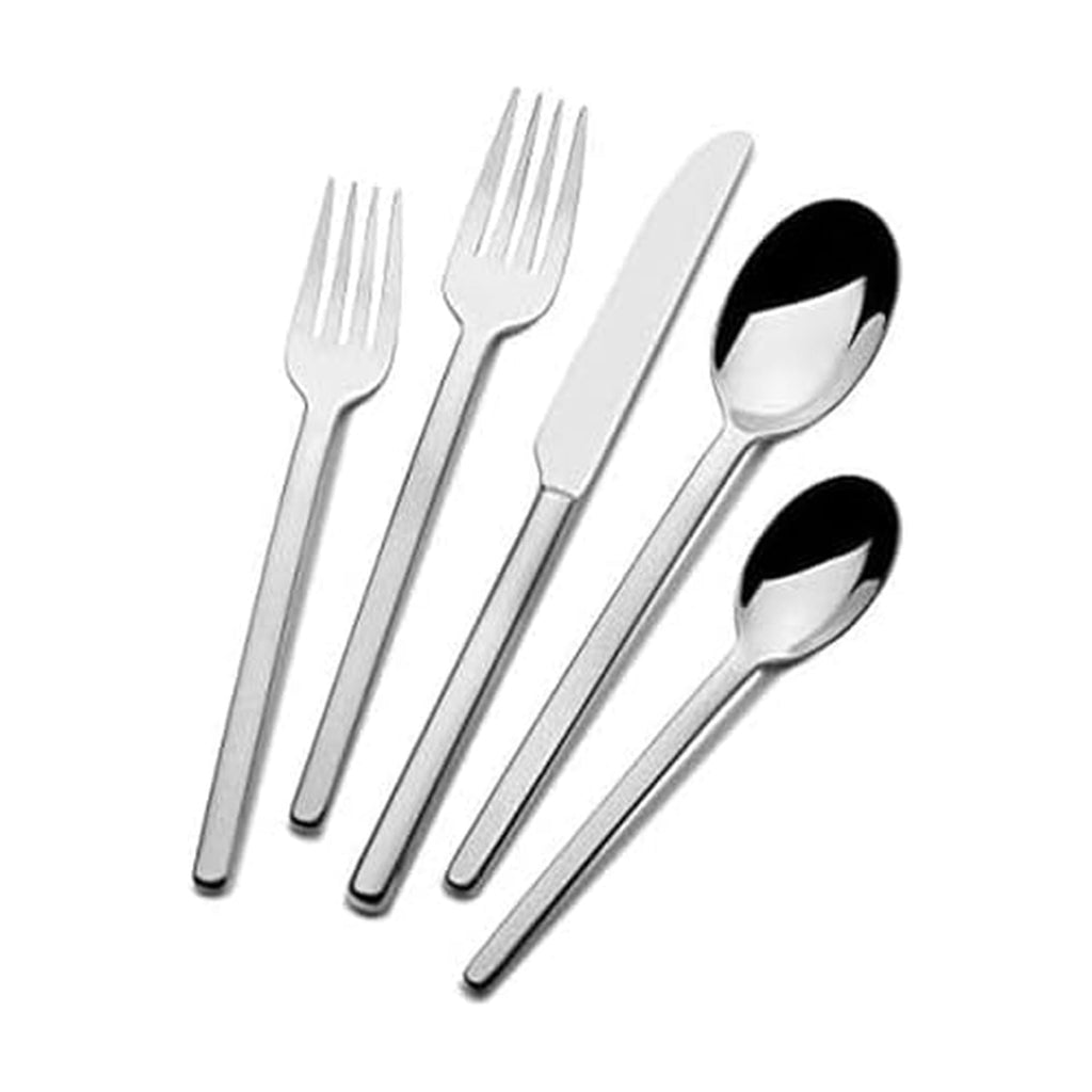 Mikasa Harmony 45-Piece Silverware Set, 18/10 Stainless Steel Cutlery for 8, Includes Forks, Knives, Spoons, and 5-Piece Serving Utensils Set