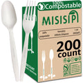 MISISIPI Compostable Forks Spoons Knives Silverware Utensil set Extra Heavyduty Eco-friendly BPI Certified Disposable Plastic free Utensils Cutlery Set Flatware Tableware (Cutlery Set-500)