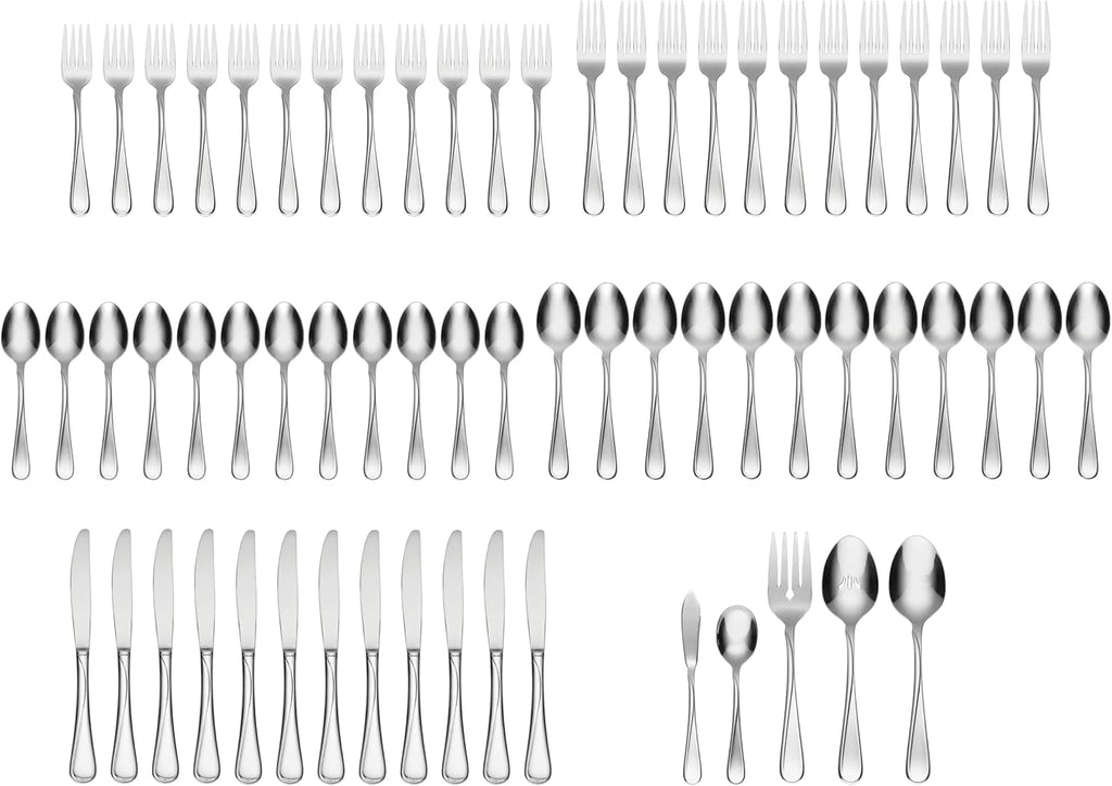 Oneida Flatware Flight Silver 18/0 Silverware Set for 12, (65-Piece)