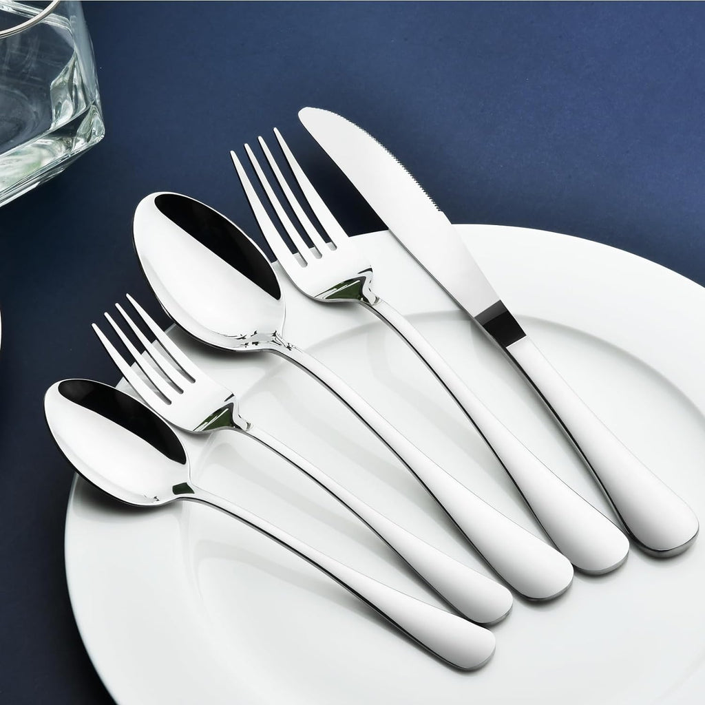 Silverware Set for 12 with Serving Utensil,Stainless Steel Flatware Cutlery