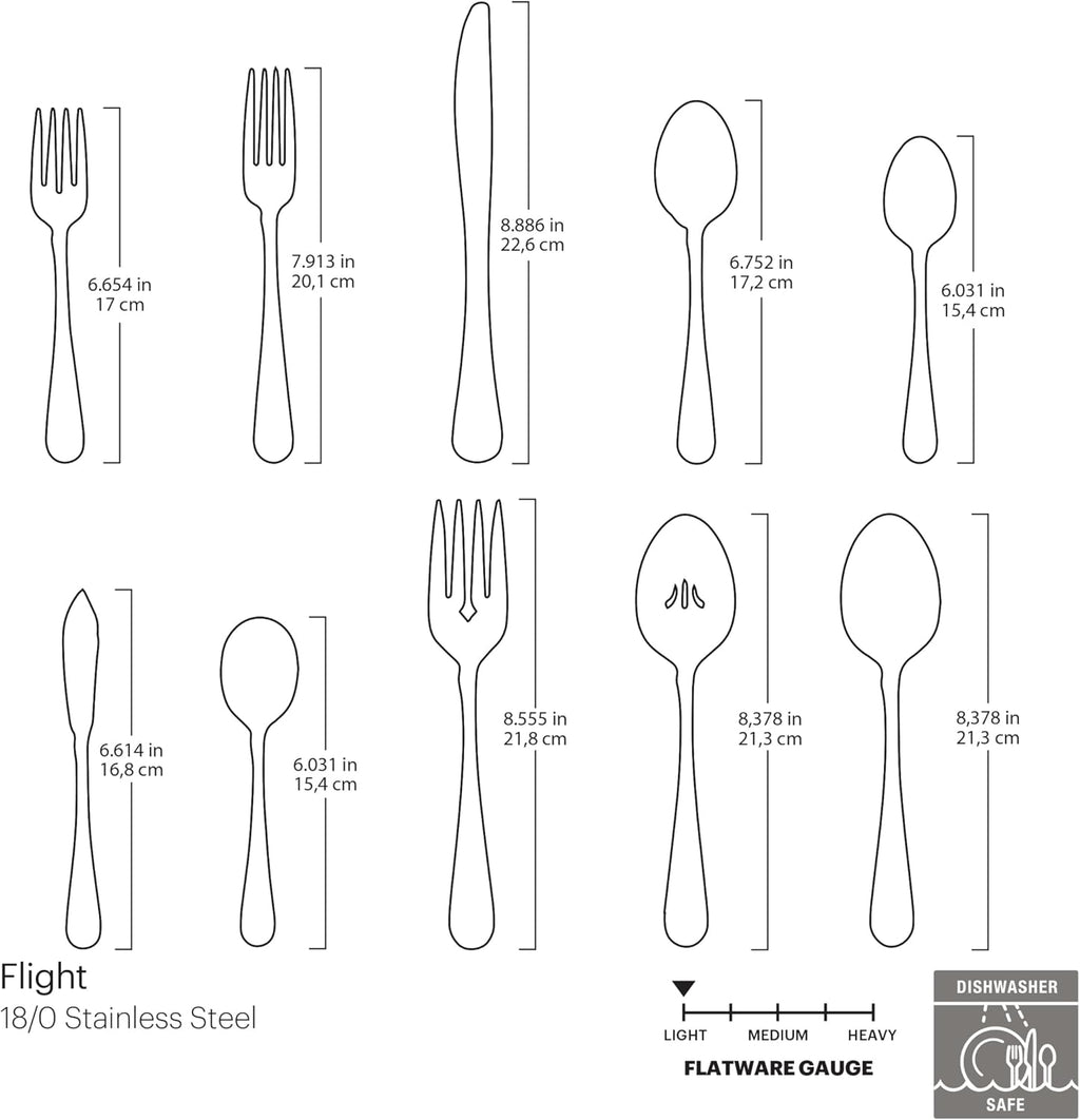 Oneida Flatware Flight Silver 18/0 Silverware Set for 12, (65-Piece)