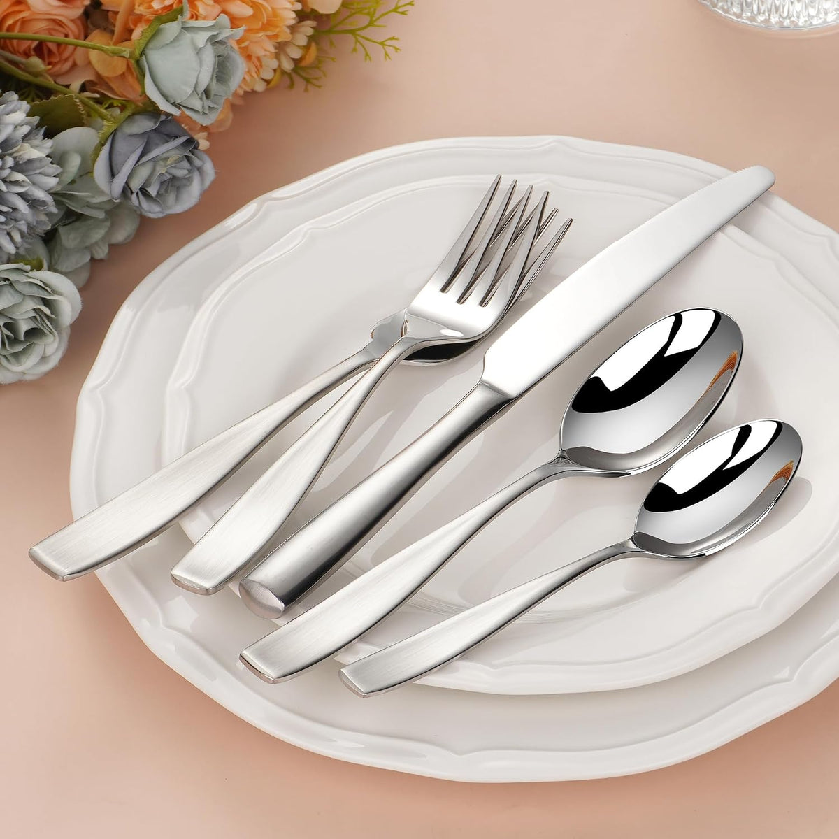 60 Piece Silverware Set for 12, 18/10 Stainless Steel Heavy Flatware Set