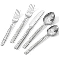40 Pcs Black Hammered Silverware Set for 8, 18/10 Stainless Steel Flatware