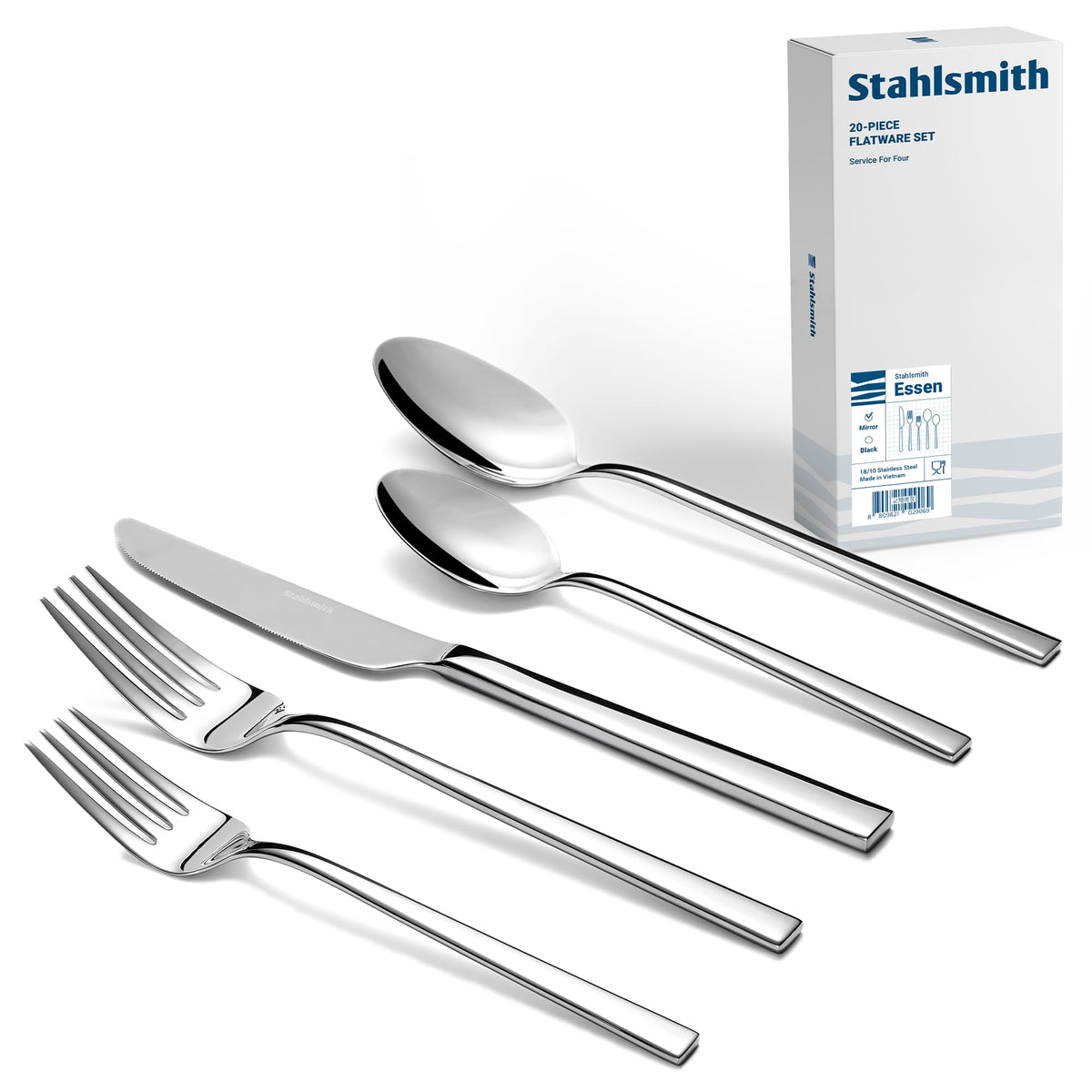 40-Piece Durable 18/10 Silverware Set, Stainless Steel Flatware (Essen)
