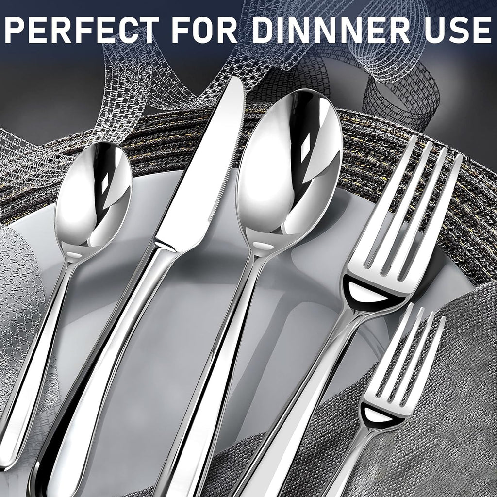 Heavy Duty Silverware Set for 8, Stainless Steel Flatware Cutlery Set