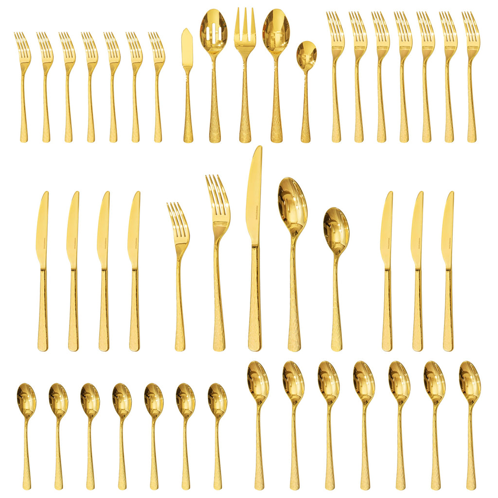 60 Pcs Silverware Set 18/10 Stainless Steel Hammered Flatware Set for 12