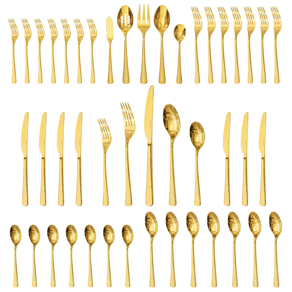 60 Pcs Silverware Set 18/10 Stainless Steel Hammered Flatware Set for 12