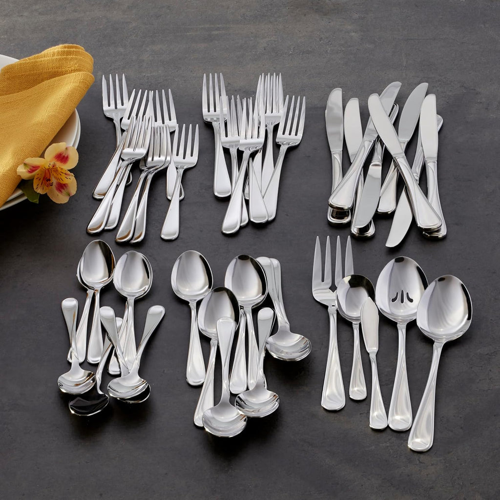Oneida Flatware Flight Silver 18/0 Silverware Set for 12, (65-Piece)